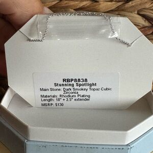 Stunning Spotlight Dark Smokey Topaz Necklace - Rhodium Plated